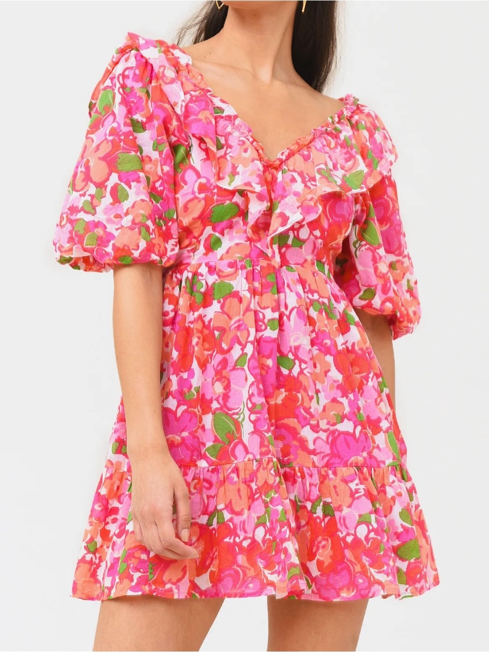 Banjanan Scorpio Dress Techni Floral Magenta Small